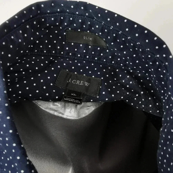 J Crew Navy Dot Slim Size XL  New Mens Shirt - Picture 5 of 5